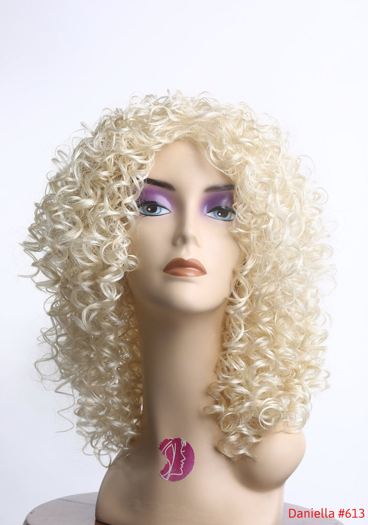 Wig Natural Curly Light/Bleach Blonde Fire Flame Retardant Kanekalon Hair Fiber