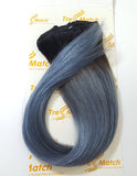Ombre off black mint blue clip in human hair extensions