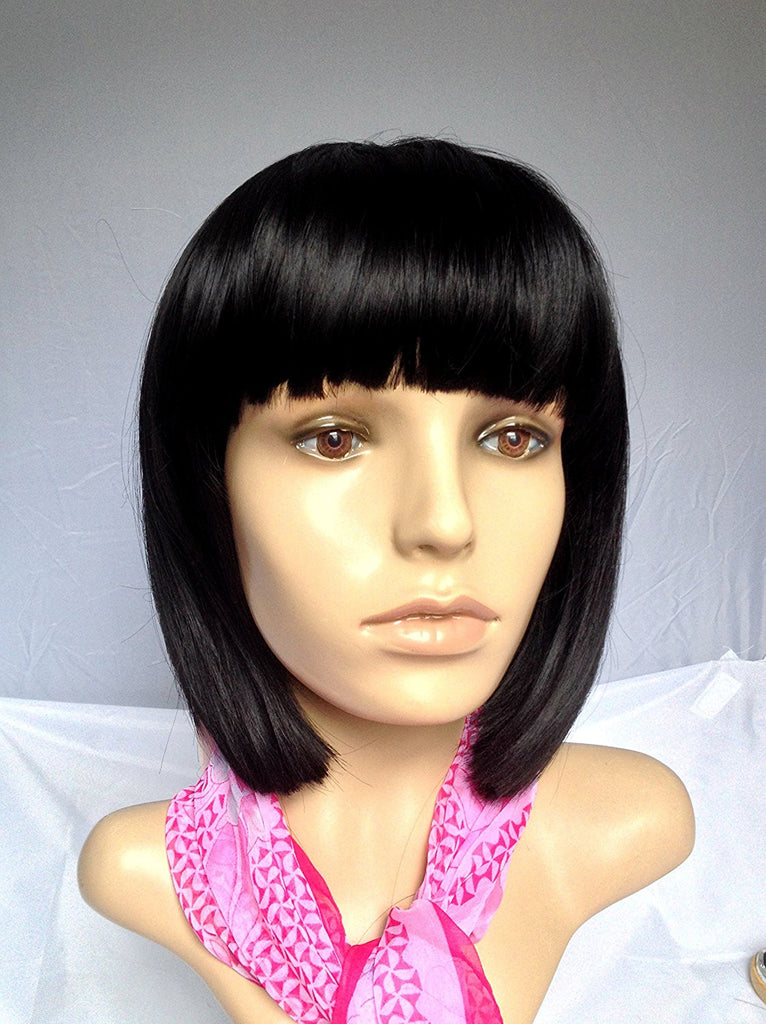 Jet black short bob cut wig