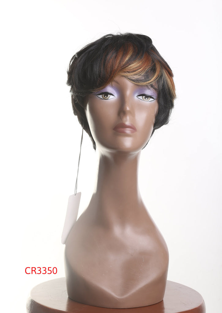 Short wavy pixe wig color block black brown