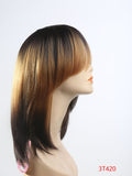 Color block ombre wig with bang