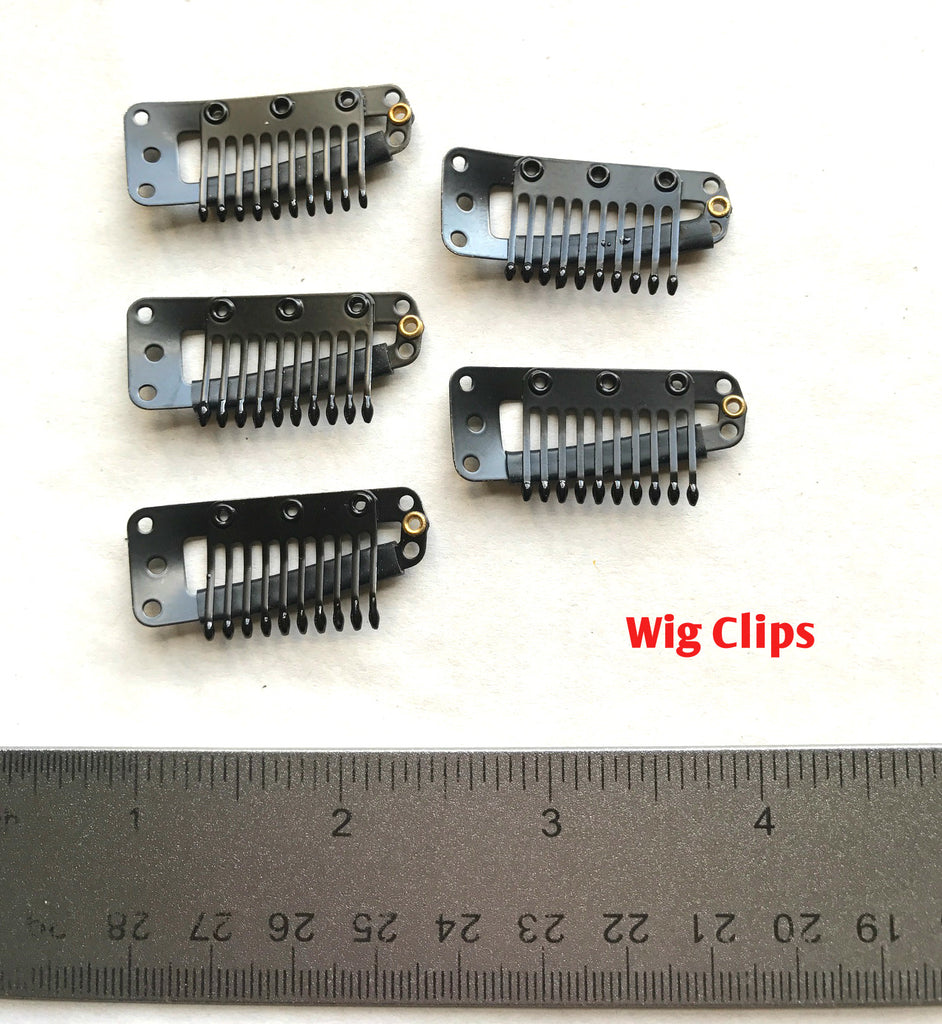 10 Larger Wig Clips (Black)