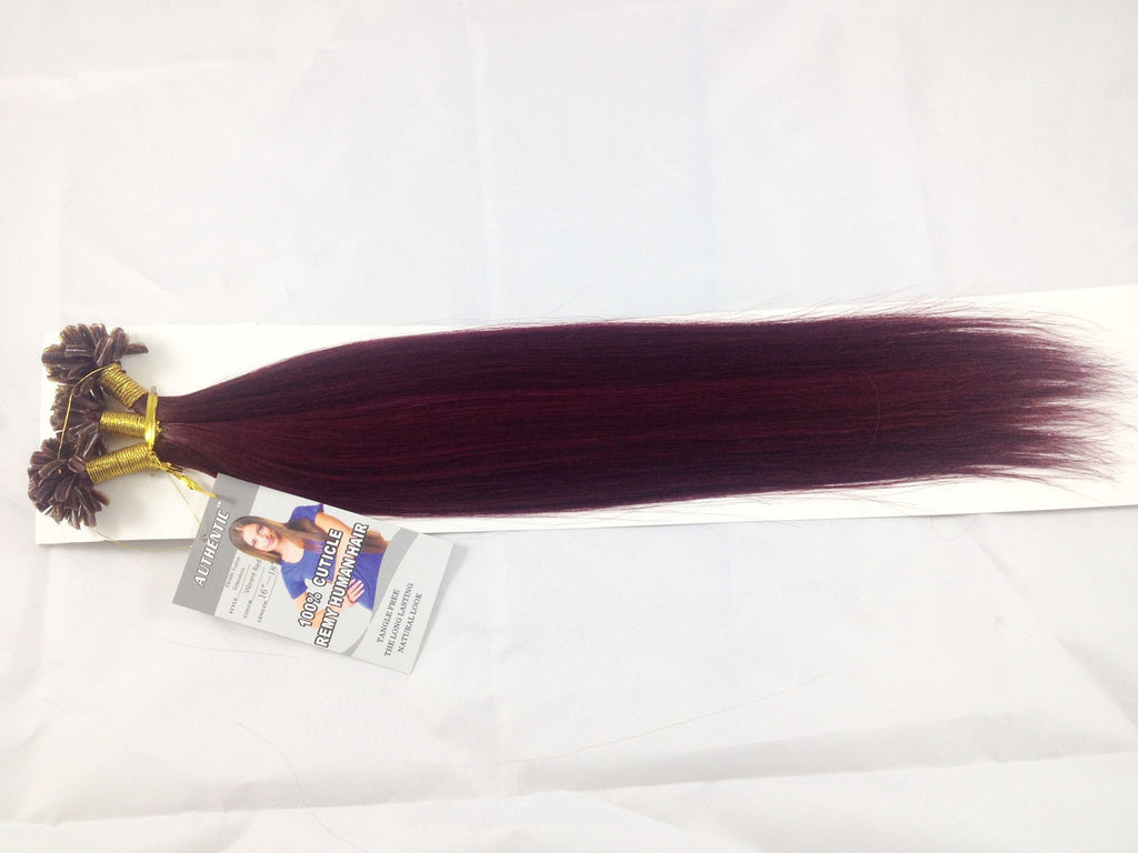16"-18" Dark Auburn Keratin Fusion Hair Extensions