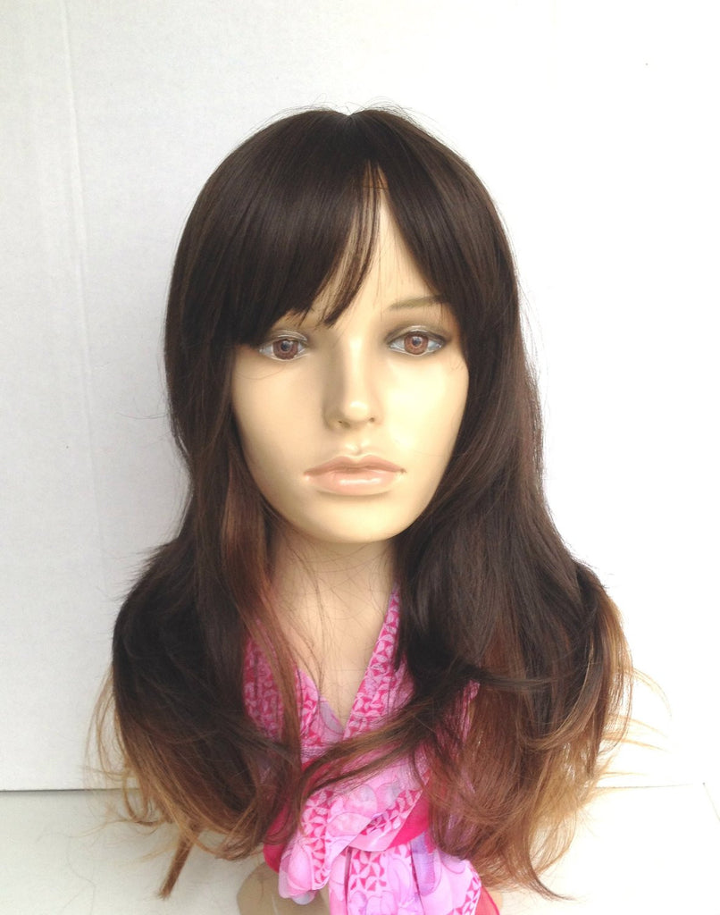 20" Wig Ombre Dark Brown/Chocolate/Chestnut Brown Fire Flame Retardant Kanekalon Hair Fiber