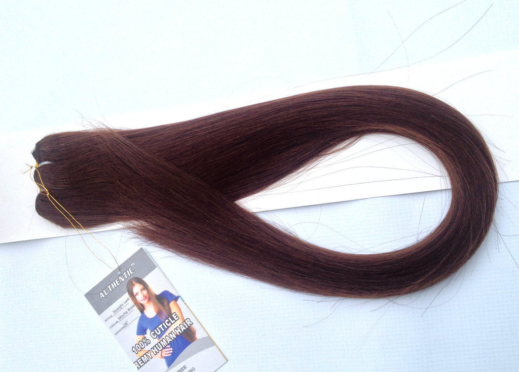 26"-28" Mocha Brown Straight Weft