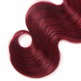 Ombre Natural Color to Vibrant Red Wefts Wavy Texture 16"-20" in Length