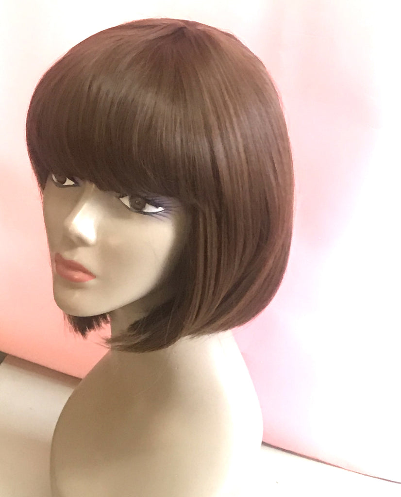 Wig Natural Bob Brunette Chocolate Brown