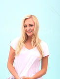 20“ light bleach blonde clip in remy hair extensions before wear