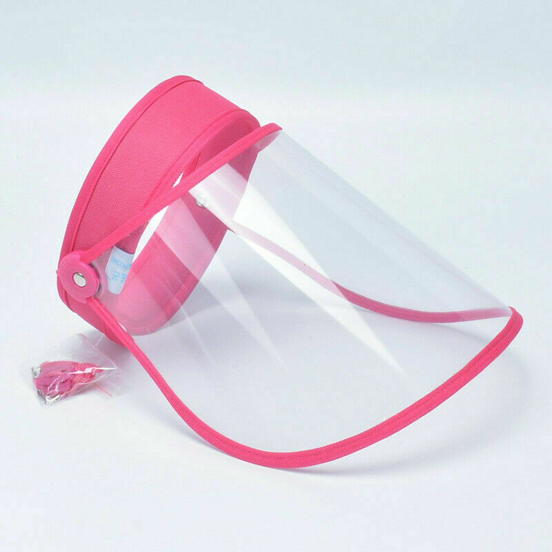 Protective Clear Full Face Shield Cover Hat Back-Velcro Adjustable Washable