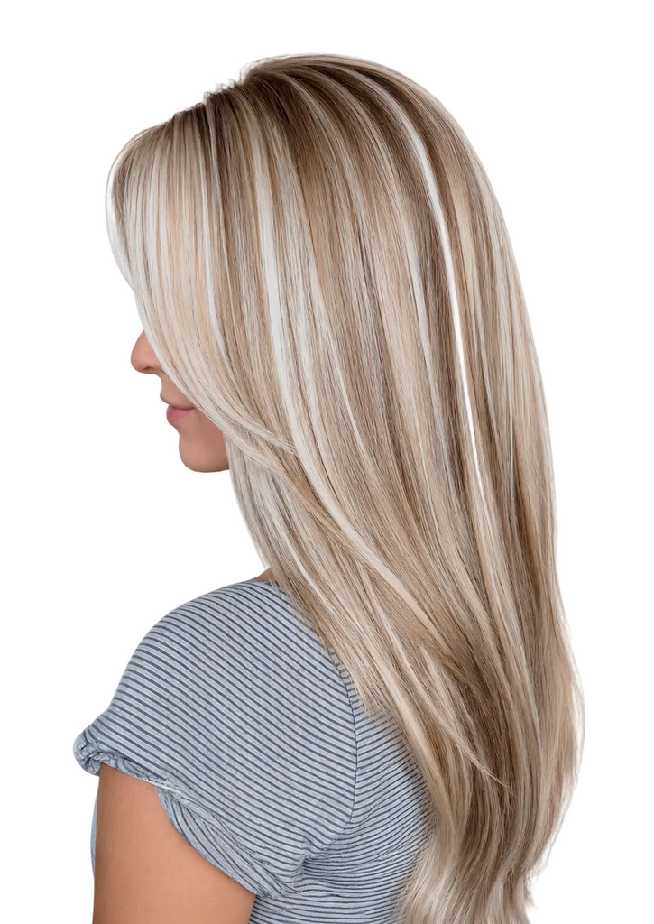 16" Chocolate Brown w/ Honey Blonde Highlights