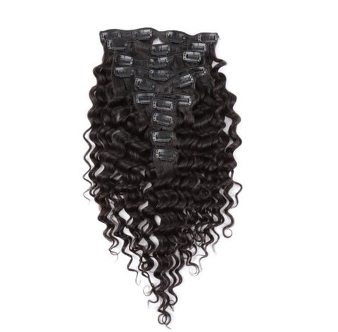 20" 130 grams Natural Color Raw/virgin human hair Curly set