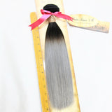 14"Off Black/Silver Grey Ombre Straight Weft 