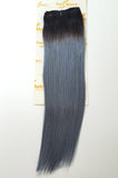 Long ombre human hair extensions clip in off black blue