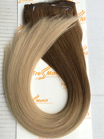 chestnut brown to natural blonde ombre hair extensions clip in