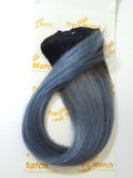 Off black to blue ombre hair clip in extensions