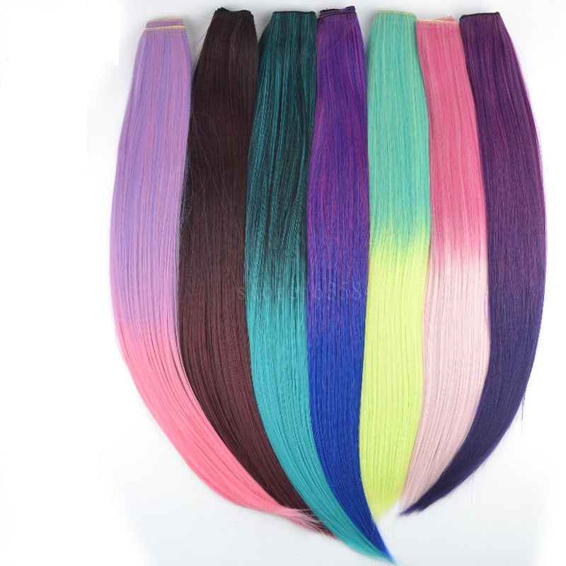 Colorful clip in hair wefts ombre solid