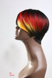 New short pixie wig color block black red yellow