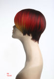 short chic wig with bang black red yellow