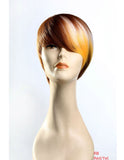 Color block high quality wig auburn white yellow