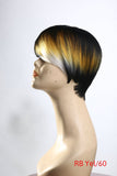 High quality synthetic wig black brown yellow white
