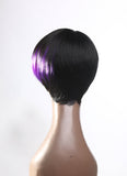 Short wig with side swept bang purple