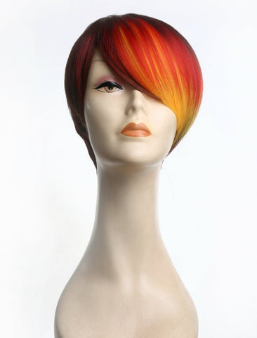 High end synthetic wig high quality red yellow