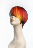 Short sideswept bang wig red yellow