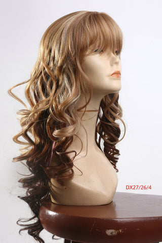 Brown Blonde Wavy Ombre wig With Bang