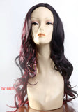 Long curly wig ombre black and red