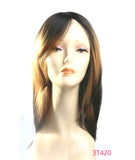 16" Wig New Stylish Black Brown Blonde Caramel Color Block Ombre Highlights