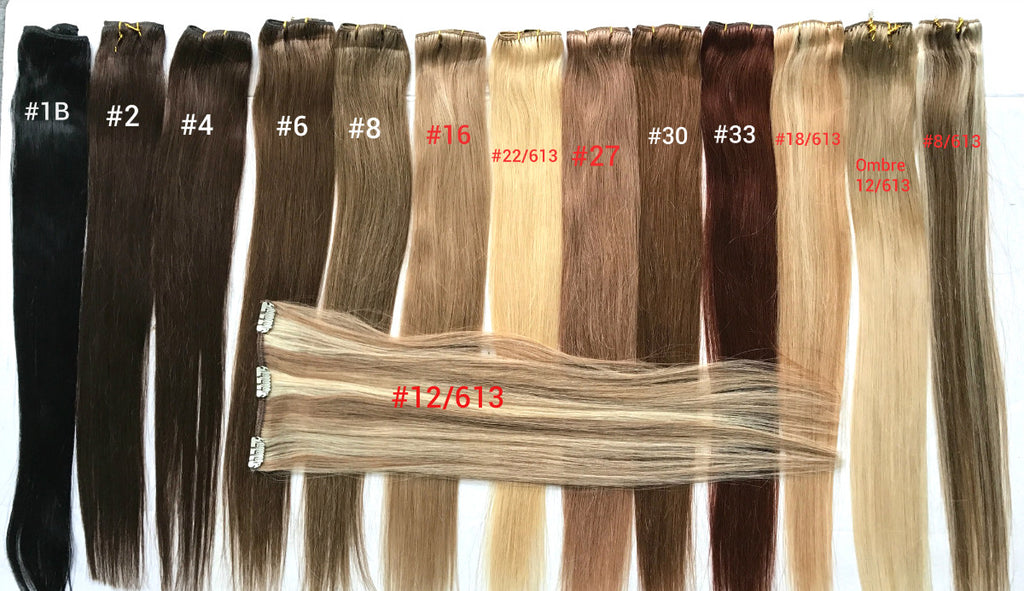 V-Shape Clip In Human Hair Extensions One Piece Weft 3/4 Full Head Thick  16-20