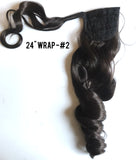 24" Long Wrap-on Clip in Wavy Ponytail Extensions (11 Colors)