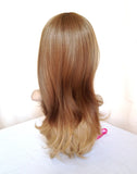 20" Wig Ombre Light/Medium Brown to Natural/Honey Blonde Fire Flame Retardant Kanekalon Hair Fiber
